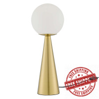 Modway EEI-5621-WHI-SBR Apex Glass Globe Glass Table Lamp White Satin Brass