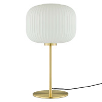 Modway EEI-5622-WHI-SBR Reprise Glass Sphere Glass and Metal Table Lamp White Satin Brass