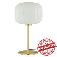 Modway EEI-5622-WHI-SBR Reprise Glass Sphere Glass and Metal Table Lamp White Satin Brass