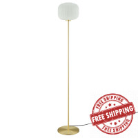 Modway EEI-5623-WHI-SBR Reprise Glass Sphere Glass and Metal Floor Lamp White Satin Brass