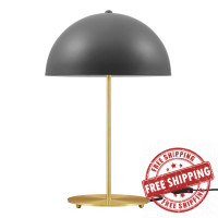 Modway EEI-5629-GRY-SBR Ideal Metal Table Lamp Gray Satin Brass