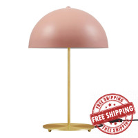 Modway EEI-5629-PNK-SBR Ideal Metal Table Lamp Pink Satin Brass