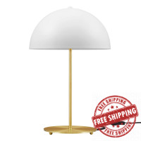 Modway EEI-5629-WHI-SBR Ideal Metal Table Lamp White Satin Brass