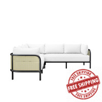 Modway EEI-5631-IVO-WHI Hanalei Outdoor Patio 3-Piece Sectional Ivory White