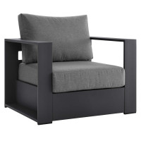 Modway EEI-5675-GRY-CHA Tahoe Outdoor Patio Powder-Coated Aluminum Armchair Gray Charcoal