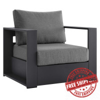 Modway EEI-5675-GRY-CHA Tahoe Outdoor Patio Powder-Coated Aluminum Armchair Gray Charcoal
