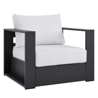 Modway EEI-5675-GRY-WHI Tahoe Outdoor Patio Powder-Coated Aluminum Armchair Gray White