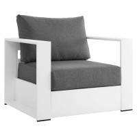 Modway EEI-5675-WHI-CHA Tahoe Outdoor Patio Powder-Coated Aluminum Armchair White Charcoal