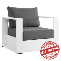 Modway EEI-5675-WHI-CHA Tahoe Outdoor Patio Powder-Coated Aluminum Armchair White Charcoal