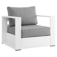 Modway EEI-5675-WHI-GRY Tahoe Outdoor Patio Powder-Coated Aluminum Armchair White Gray