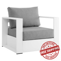 Modway EEI-5675-WHI-GRY Tahoe Outdoor Patio Powder-Coated Aluminum Armchair White Gray