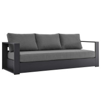 Modway EEI-5676-GRY-CHA Tahoe Outdoor Patio Powder-Coated Aluminum Sofa Gray Charcoal