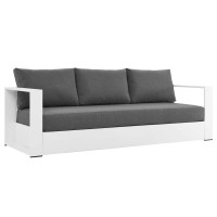 Modway EEI-5676-WHI-CHA Tahoe Outdoor Patio Powder-Coated Aluminum Sofa White Charcoal