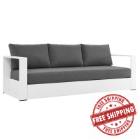 Modway EEI-5676-WHI-CHA Tahoe Outdoor Patio Powder-Coated Aluminum Sofa White Charcoal