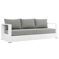 Modway EEI-5676-WHI-GRY Tahoe Outdoor Patio Powder-Coated Aluminum Sofa White Gray