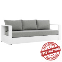 Modway EEI-5676-WHI-GRY Tahoe Outdoor Patio Powder-Coated Aluminum Sofa White Gray