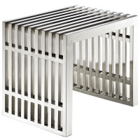 Modway EEI-569-SLV Gridiron Small Bench in Silver