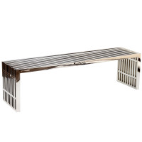 Modway EEI-570-SLV Gridiron Large Bench in Silver