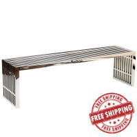 Modway EEI-570-SLV Gridiron Large Bench in Silver