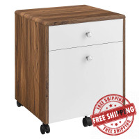 Modway EEI-5705-WAL-WHI Transmit  Wood File Cabinet Walnut White