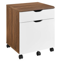 Modway EEI-5706-WAL-WHI Envision Wood File Cabinet Walnut White