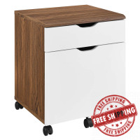 Modway EEI-5706-WAL-WHI Envision Wood File Cabinet Walnut White