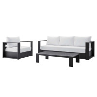 Modway EEI-5748-GRY-WHI Tahoe Outdoor Patio Powder-Coated Aluminum 3-Piece Set Gray White