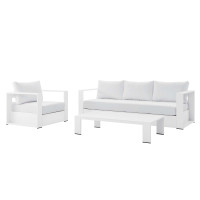 Modway EEI-5748-WHI-WHI Tahoe Outdoor Patio Powder-Coated Aluminum 3-Piece Set White White