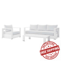 Modway EEI-5748-WHI-WHI Tahoe Outdoor Patio Powder-Coated Aluminum 3-Piece Set White White