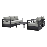 Modway EEI-5749-GRY-GRY Tahoe Outdoor Patio Powder-Coated Aluminum 4-Piece Set Gray Gray