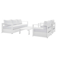 Modway EEI-5749-WHI-WHI Tahoe Outdoor Patio Powder-Coated Aluminum 4-Piece Set White White