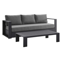 Modway EEI-5750-GRY-CHA Tahoe Outdoor Patio Powder-Coated Aluminum 2-Piece Set Gray Charcoal