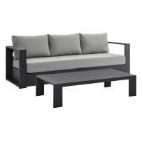 Modway EEI-5750-GRY-GRY Tahoe Outdoor Patio Powder-Coated Aluminum 2-Piece Set Gray Gray
