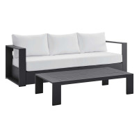 Modway EEI-5750-GRY-WHI Tahoe Outdoor Patio Powder-Coated Aluminum 2-Piece Set Gray White
