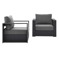 Modway EEI-5751-GRY-CHA Tahoe Outdoor Patio Powder-Coated Aluminum 2-Piece Armchair Set Gray Charcoal