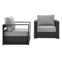 Modway EEI-5751-GRY-GRY Tahoe Outdoor Patio Powder-Coated Aluminum 2-Piece Armchair Set Gray Gray