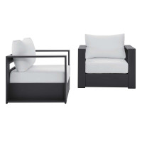 Modway EEI-5751-GRY-WHI Tahoe Outdoor Patio Powder-Coated Aluminum 2-Piece Armchair Set Gray White