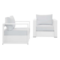 Modway EEI-5751-WHI-WHI Tahoe Outdoor Patio Powder-Coated Aluminum 2-Piece Armchair Set White White