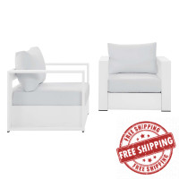 Modway EEI-5751-WHI-WHI Tahoe Outdoor Patio Powder-Coated Aluminum 2-Piece Armchair Set White White