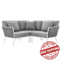 Modway EEI-5752-WHI-GRY Stance Outdoor Patio Aluminum Small Sectional Sofa White Gray