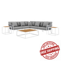 Modway EEI-5757-WHI-GRY Stance 8 Piece Outdoor Patio Aluminum Sectional Sofa Set White Gray