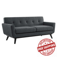 Modway EEI-5759-CHA Engage Herringbone Fabric Loveseat Charcoal