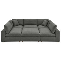 Modway EEI-5761-GRY Commix Down Filled Overstuffed 6-Piece Sectional Sofa Gray