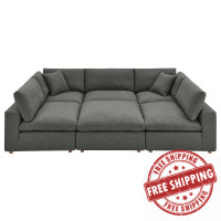 Modway EEI-5761-GRY Commix Down Filled Overstuffed 6-Piece Sectional Sofa Gray