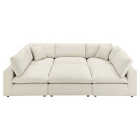 Modway EEI-5761-LBG Commix Down Filled Overstuffed 6-Piece Sectional Sofa Light Beige