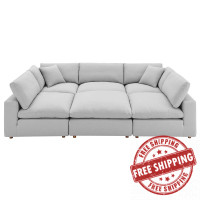 Modway EEI-5761-LGR Commix Down Filled Overstuffed 6-Piece Sectional Sofa Light Gray