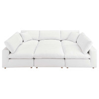 Modway EEI-5761-PUW Commix Down Filled Overstuffed 6-Piece Sectional Sofa Pure White