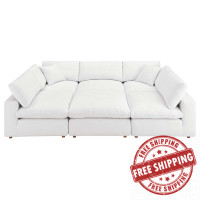 Modway EEI-5761-PUW Commix Down Filled Overstuffed 6-Piece Sectional Sofa Pure White