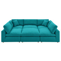 Modway EEI-5761-TEA Commix Down Filled Overstuffed 6-Piece Sectional Sofa Teal