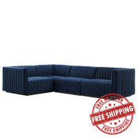 Modway EEI-5769-BLK-MID Conjure Channel Tufted Performance Velvet 4-Piece Sectional Black Midnight Blue